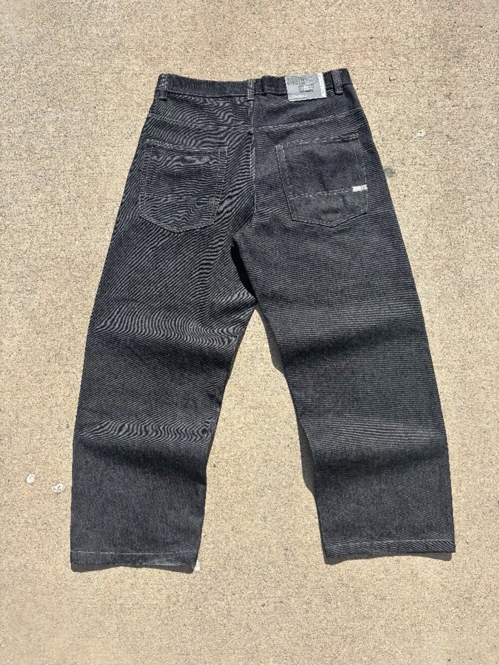 Vintage Southpole Raw Denim Jeans Baggy Wide Leg Slub Black Selvedge 34x30